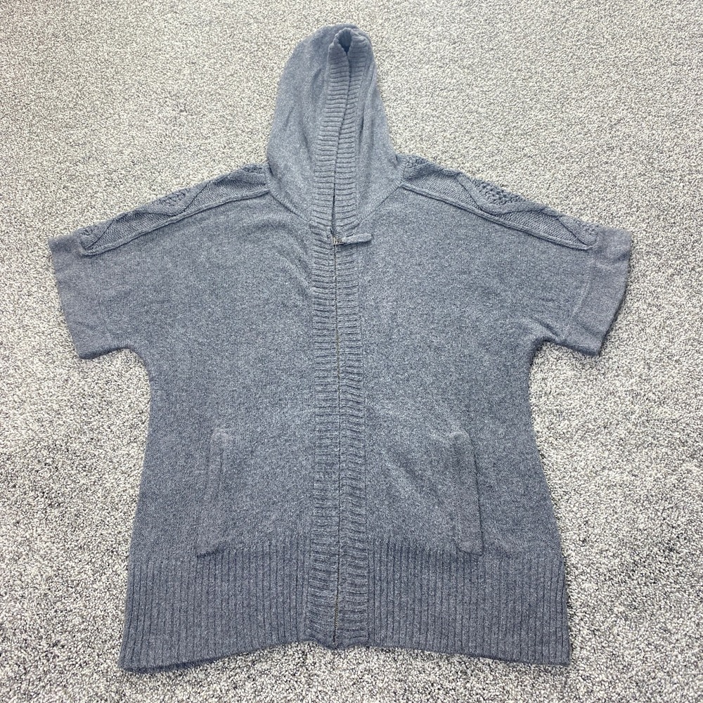 Tommy Hilfiger Sweater Womens‎ M Gray Ragg 3D Cable Knit Full Zip Jacket Hoodie